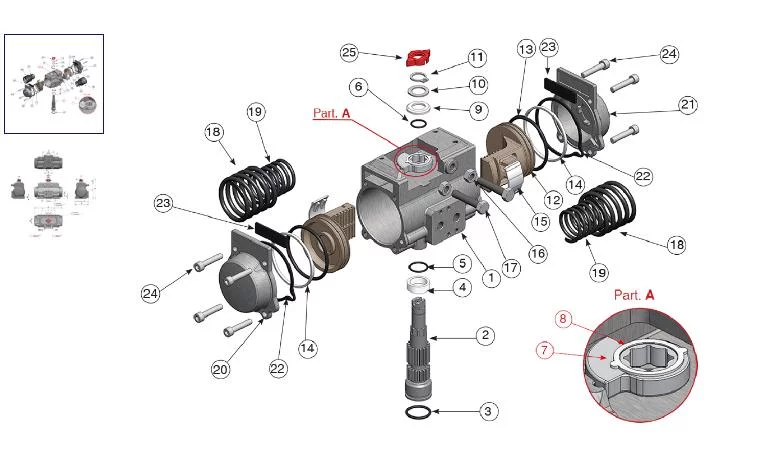 تصميم سلسلة المحركات الهوائية 82-83-84 سلسلة مشغلات الهواء 84  طراز 52